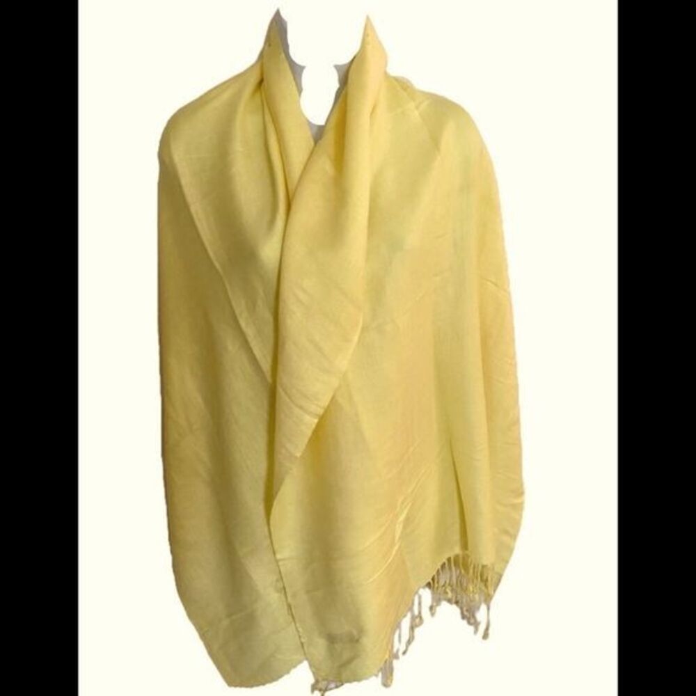 Pashmire Shawl -27 x78 yellow , NWOT , viscose /polyester